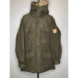 Fjallraven G1000 Jacket Men’s Small Dark Olive Canvas Sarek Parka Faux Fur $425